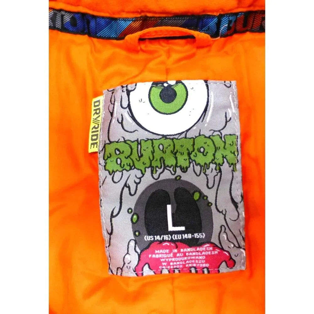 Burton Youth Orange Snow Pants US 14/16 EU 18-155 Durable Adjustable Waist Insul
